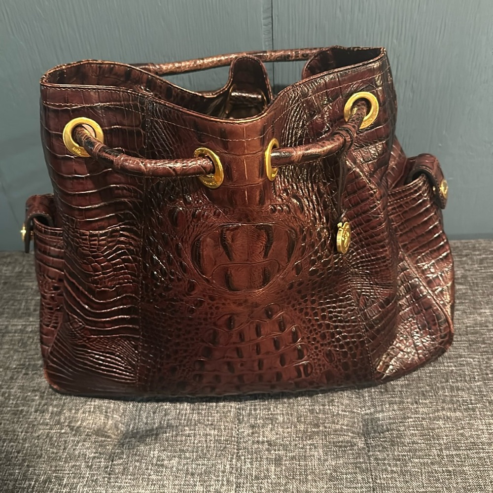 BRAHMIN bucket bag.   Drawstring close.